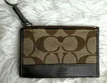 COACH Signature Brown Card Holder Coin Purse Key Ring