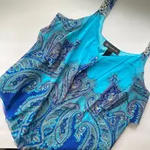 Y2K vintage INC International Concepts layered paisley jeweled tank, size medium