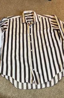 Western Black-And-White Striped Button Up Shirt