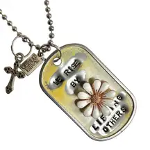 Kate Mesta we rise by lifting others dog tag cross charm necklace