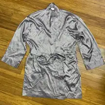 Y2K Victoria's Secret Womens One Size Robe Purple Gray Silky Satin Kimono‎ Wrap
