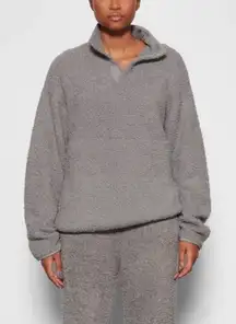 SKIMS Gray Sherpa Teddy Cozy Pullover size L/XL