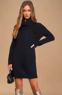 Lulus Tea Reader Black Long Sleeve Turtleneck Sweater Dress Size‎ XS NWT
