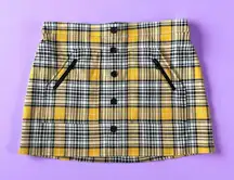 VERONICA BEARD Yellow Black Plaid Button Skirt Size 12