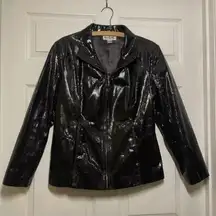 Preston & York Womens Vintage Large Leather Jacket Snake skin style Full Zip