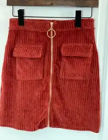 DEREK HEART Women's Corduroy Orange Rust Color Mini Skirt Sz S