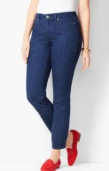 Talbots  Navy Curvy  Ankle Crop Relaxed Pink Polka Dots Summer Pants, Size 10P