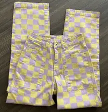 Ragged Checkered Cargo Jeans