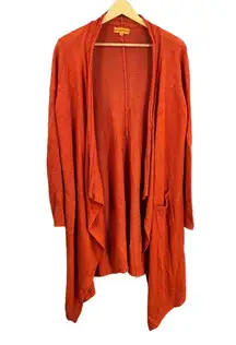 Roberta Freymann Open Front Cardigan Orange Linen Lightweight Size 1 (Small)