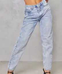 prettylittlething acid wash jeans 