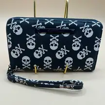 Betsey Johnson A Very Cute Skull Crossbones  Wristlet Wallet, Clutch Faux Leather