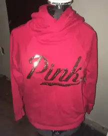 Victoria’s Secret gold sequin, red XS hooded sweatshirt