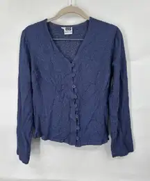 Johnny Was Collection Textured Button Top Women S Blue Cottage Cabin Prairie VTG