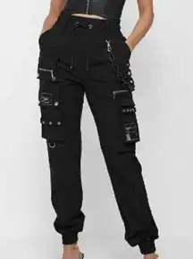 Maniere De Voir Black High Waisted Cargo Pants