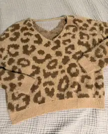 Shein Cheetah Sweater Print Tan