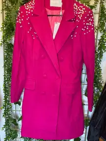 Elegant Fuchsia Blazer with Pearl Accents