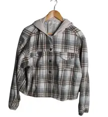 Altered State Hoodie‎ Tan/Brown Plaid Flannel Jacket Womens Size M