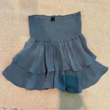 high waisted blue ruffle mini skirt