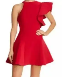 C//MEO collective heart commands one shoulder ruffle red dress size Medium