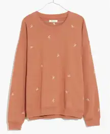 Madewell Sweatshirt Womens Small Rust Embroidered‎ Bow Crewneck Preppy Lounge
