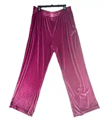 Victorias Secret XXL PINK Velour Shine Logo Wide Leg Pants Rhinestones Pockets