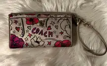 Coach Kyra Floral Poppy Sateen Wallet with Wrist Strap