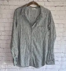 Lucky Brand‎ Blue and White Striped Button Up Shirt Woman’s Size Medium’s