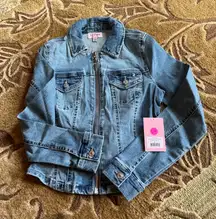 Juicy Couture Corset Style Front Zip Trucker Jacket in Light Wash sz S NWT