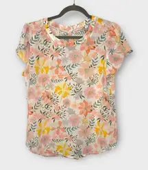 41 Hawthorn Pink Floral Button Back Blouse Spring Workwear Office Casual Medium