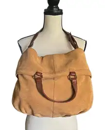 Lucky brand Leather Suede Fold over or unfold larger tote Handbag