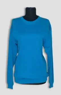 South Bay Sweatshirt Pullover Crewneck Cotton Waffle Knit Teal Large