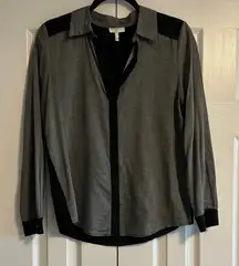 Joie Women’s Gray and Black Long Sleeve Button Down Blouse Size S