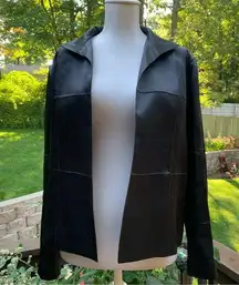 CARLISLE Black 100% Silk Jacket Open Cardigan Size US 4 S Small EUC