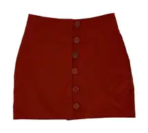 Romwe Skirt Medium Brown Button Up Mini Cottagecore Retro Trendy‎