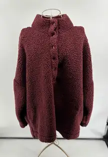 AERIE Women’s Sherpa Cozy Pullover Sweatshirt Size XXL 2X NWT Snaps Pockets