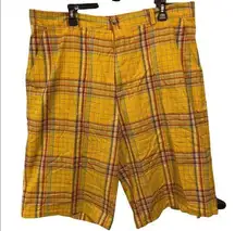 Vintage PWT Classic & Cool Women’s High Waist Golden Plaid Y2K Bermuda Shorts