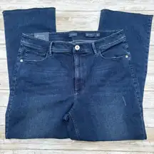 J. Jill Denim Jeans Sz 12 Kick Flare Ankle Darn Wash Distressed Raw Hem NWT