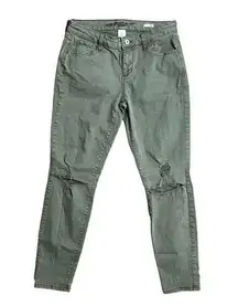 Arizona Womens Size 7 Jegging Olive Green Distressed Jeans