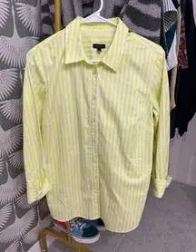 yellow side button boyfriend shirt sailboat stripe