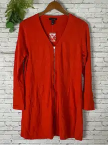 NWT H By Halston Bright Orange Lightweight Knit Zipper Cardigan