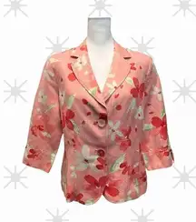 Emma & James Pink Floral2 Button Blazer