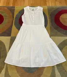 Old Navy White Sleeveless Button Down Ruffle Dress Sundress Size Small Petite