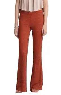 American Eagle Orange Wide Leg Boho Lace Pants