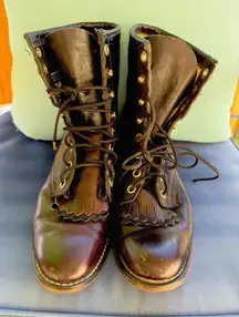 Laredo Two-Tone Leather Lace-Up Roper Boots 7.5D Men / Women 9 Made in USA￼