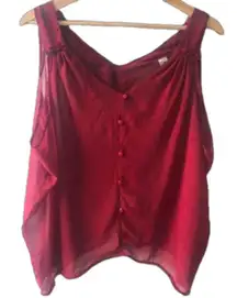 Mono B Red Sheer blouse Medium oversized sleeveless bohemian lagenlook boho chic