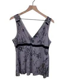 Vintage Y2K The Limited Mesh Double V-neck Top Floral Lace Print XL Fairy Goth