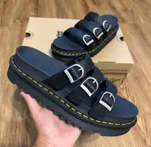 Dr. Martens  Blaire Black Leather Slippers Slides Sandals Shoes New