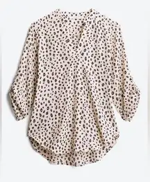 Lush Animal Leopard Print Top with Roll tab sleeves Sz L like new