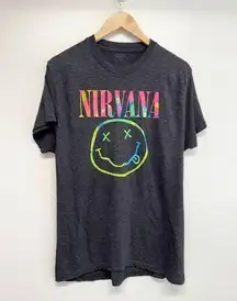 Nirvana Tee Womens Size Extra Large Gray Crewneck Short Sleeve