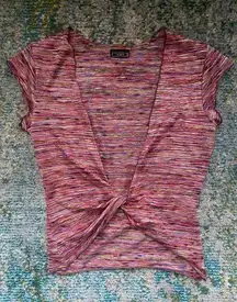 Vintage 90s Y2K Vixen USA space dye twist knot top, size medium